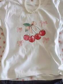 Women's Casual Short Sleeve T-Shirt - Watermelon Slice Print, Round Neck, Slightly Stretchy And Breathable Fabric, Machine Washable, Spring, Summer And Autumn T-Shirt, Bright Fruit Pattern Design, Comfortable And Fashionable Fit Shirt - Urban Vintage Style, Unisex Loose Cotton Short Sleeve Round Neck T-Shirt. - 33697 - 查看 7