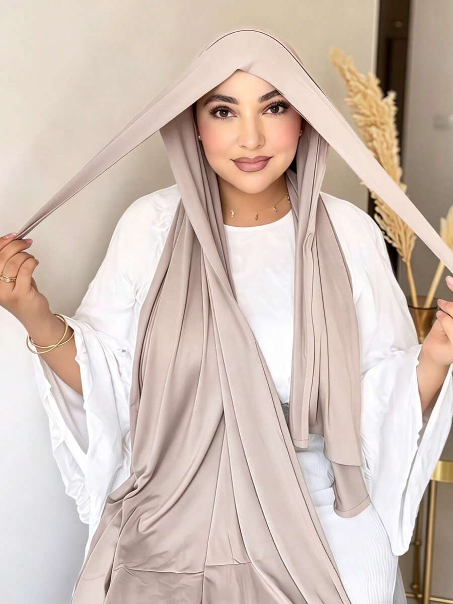1 chiếc khăn trùm đầu tức thì dành cho nữ, 100% cotton, kiểu buộc dây, khăn choàng cổ điển màu trơn, chất liệu viscose mềm mại và thoải mái, phù hợp cho mặc hàng ngày, khoác áo abaya và các dịp lễ hội.