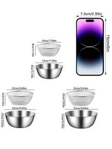 Bộ 2 tô trộn salad bằng thép không gỉ, tô rửa rau củ, rổ lọc cơm, rổ lọc đa năng và tô trộn, thích hợp để rửa rau củ, trái cây, cơm, an toàn khi rửa bằng máy rửa chén và chống gỉ. - Nhiều màu - Xem 2