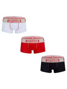 3PCS Men's Pure Cotton Boxer Briefs Low Waist Comfortable Close-Fitting Sexy Underwear - 混合色 - 查看 2