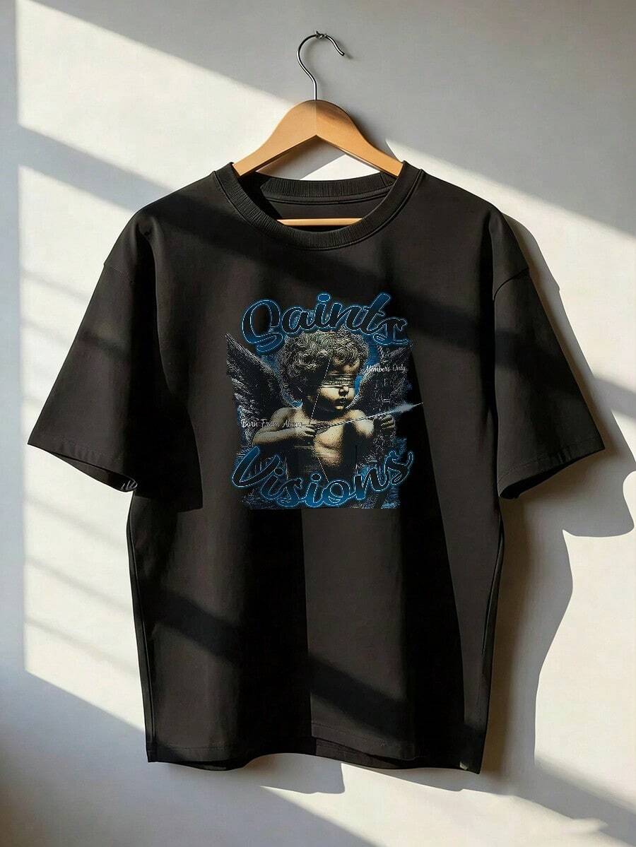 Camiseta de Manga Corta con Estilo Gótico y Vintage,Camiseta de manga corta de moda para primavera y verano de 2026, hecha en México, 180 gramos. Estampado de dibujos animados, modelo de pareja, apta para uso interior o exterior. Cuello redondo, unisex, ideal para oficina y ocio. Paquete de una pieza. - BK-P631577SLNDXZGY439 - Ver 1