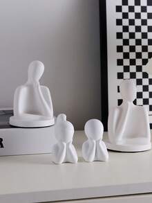 1PC Set Abstract Thinker Figurine, Minimalist White Resin Human Statue For Home Decor - one-size - View 2
