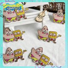 SpongeBob SquarePants 6入/1入可愛卡通燙貼刺繡補丁，衣服修補貼布，DIY裝飾背包、鞋子、筆記本、禮物盒，適合情人節與開學禮物（隨機款式），附背膠 - 彩色 - 查看 7