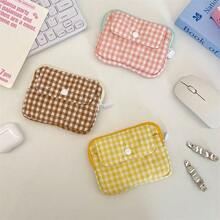 1 pieza Portacartas a cuadros de colores, billetera con cremallera y múltiples compartimentos para tarjeta de estudiante, tarjeta bancaria, tarjeta de autobús, conveniente para viajes de negocios y viajes - Multicolor - Ver 8