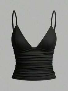 Set de 3 camisetas de mujer con lunares blancos y negros y encaje - Negro - Ver 8