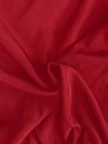 Blusa de mujer elegante de manga corta con estampado, top casual y versátil - Rojo - Ver 3