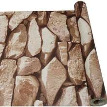 1 Roll Stone Pattern Removable Waterproof Vinyl Wallpaper, Easy To Apply And Peel, Brick & Wood Style, Suitable For Living Room, Kitchen, Bedroom Decor - A - View 4
