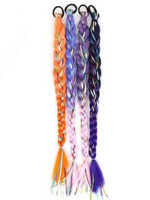 Phụ kiện tóc cho bé gái 22 inch, tóc nối bện cầu vồng, tóc nối bện xoắn với dây chun, tóc bện tổng hợp. - Nhiều màu - Xem 6