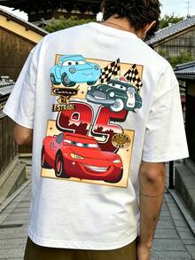 Men's Disney Cars Multi-Character Tee, Vintage Print, Casual Fit, Street Style. - trắng - Xem 4