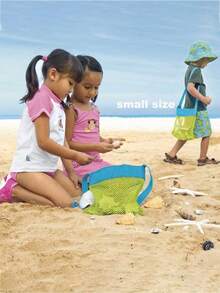 1pc Mesh Beach Bag, Toy Storage Bag, Outdoor Travel Foldable Organizer Mesh Bag, Children's Toy Storage Bag, Travel Organizer Bag, Cosmetic Bag, Vacation Organizer Bag, Suitable For Storing Children's Toys, Skincare Products, Phones, Small Items, Perfect For Travel, Beach, Bohemian Style - Blue - View 6