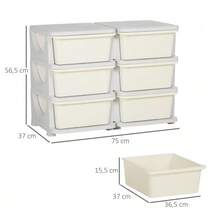 Plastic Storage Box, 6 Drawers, Toy Organizer, Small Drawer Unit For Children, Cream White - View 2