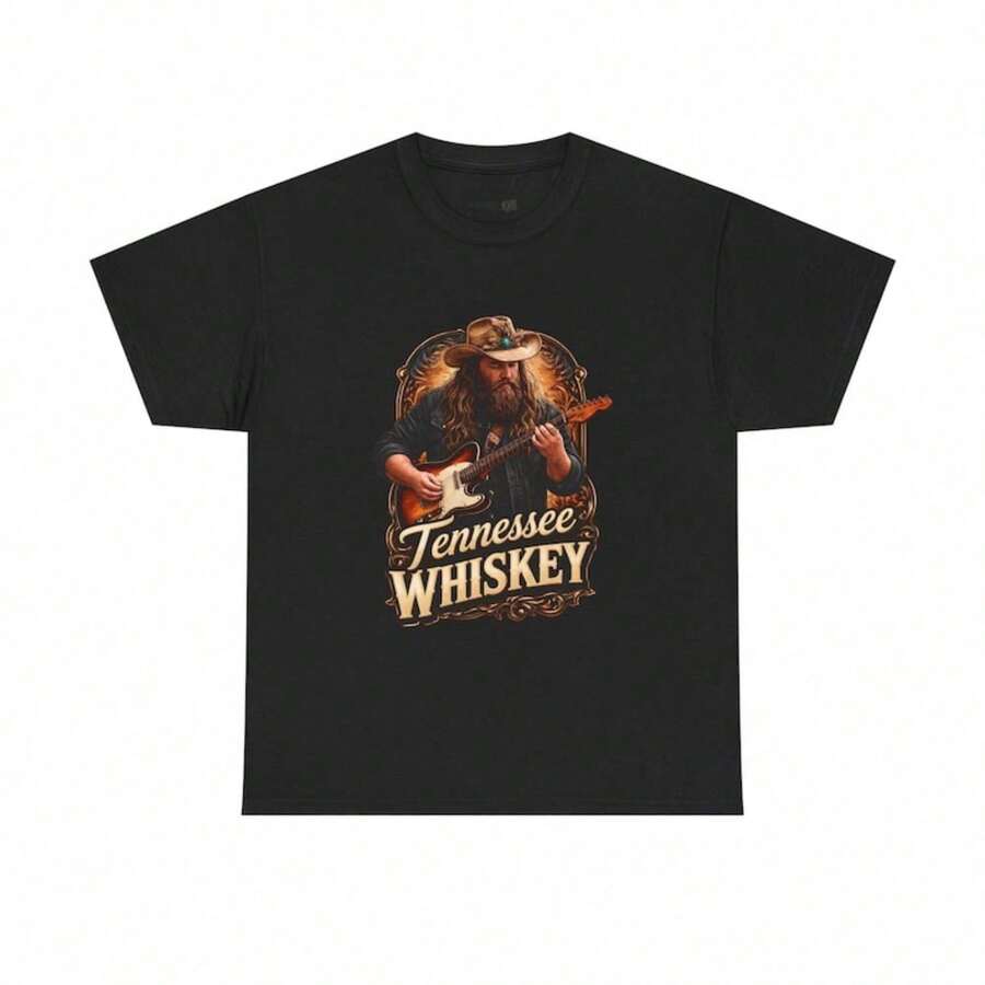 Tennessee Whiskey Guitarist T-Shirt, Country Music, Whiskey Label Graphic. Women's Shirt, 100% Cotton Unisex T-Shirt - Premium Casual Comfortable Fit - 黑色 - 查看 1