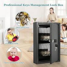 KYODOLED - Caja almacenamiento para llaves con 40 llaves, ganchos y etiquetas para el hogar, oficina, gestión comercial, 2.5 pulgadas de profundidad x 8.1 pulgadas de ancho x 12.1 - Negro40 K cerradura de llave - Ver 5