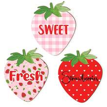 1/3 Piezas Decoración de pared de madera con forma de fresa y cartel de cocina "Fresas frescas y dulces" - Colgantes de pared estilo rústico y de granja para decoración del hogar (sala de estar, dormitorio, cocina, baño, comedor, jardín, estudio) - Multicolor - Ver 6