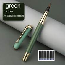 Bộ 11 chiếc, 1 bút máy + 10 túi mực đen, bút máy, bút thư pháp nhỏ bằng kim loại lông sói, bút sao chép, bút có thể nạp mực, bút luyện thư pháp, bút mềm dùng nước máy. - bút máy và bút thư pháp - Xem 13