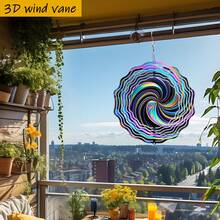 1个3D彩色漩涡闪亮梦幻风车，尺寸25.5厘米/10英寸*25.5厘米/10英寸，带旋转挂钩，360° DIY创意风车套装，风力驱动旋转，安装简便，适合作为圣诞节、万圣节和其他节日礼物（不含吊坠），款式随机。 - A - 查看 5