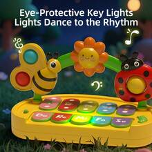 Baby Musical Toys - Interactive Piano Keyboard For Toddlers, 4 Models, Light And Sound Musical Toy, Early Learning Toys For Boys Girls, Montessori Educational Toy, Birthday Gift For Boys Girls - Multicolor - View 2