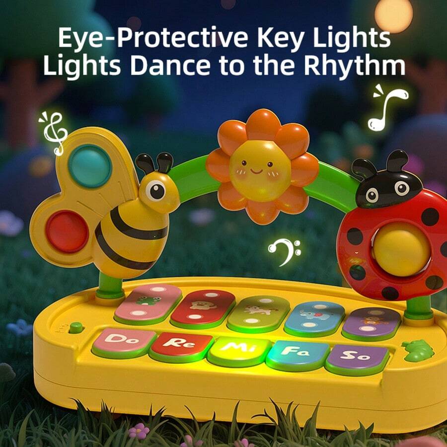 Baby Musical Toys - Interactive Piano Keyboard For Toddlers, 4 Models, Light And Sound Musical Toy, Early Learning Toys For Boys Girls, Montessori Educational Toy, Birthday Gift For Boys Girls
