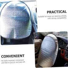 1/2pcs Universal Car Sun Visor, Silvery Coated Cloth Steering Wheel Cover, Front Window Sun Protection And Heat Insulation, Steering Wheel Sunshade Suitable For All SUVs, Trucks And Cars - A - View 8