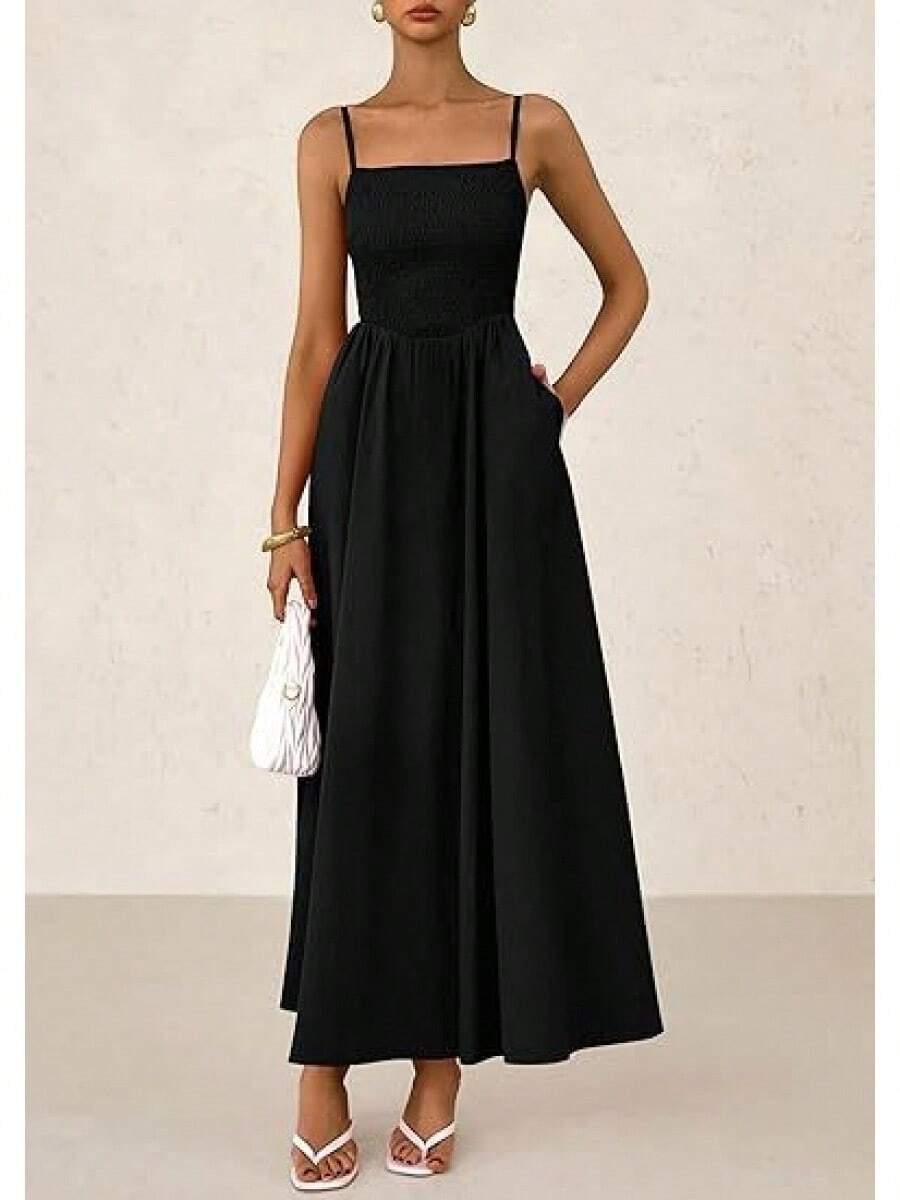 Women Midi Dresses - Black - View 1