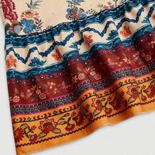Vestido largo lindo retro elegante con estampado floral y cuello en V de talla grande para mujer - Multicolor - Ver 8