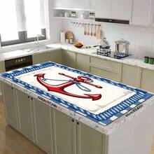 1 pieza Estera de secado de platos, Estera para máquina de café, Cuadros azules y blancos con ancla roja y cuerda en estilo náutico, Estera de drenaje adecuada para mesa de comedor y cafetería, Buena absorción de agua, Estera de drenaje multiusos, Regalo para el hogar, Decoración de escritorio - XYLSD-327 - Ver 8