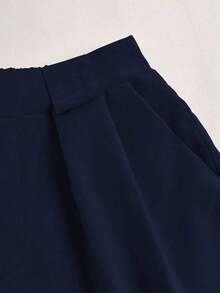 Short de mujer de unicolor versátil y casual - Azul marino - Ver 3