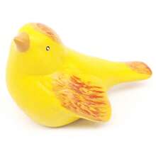 Trio de Miniatura Familia de Passarinho Amarelo de Porcelana - 3pcs - Visão 3