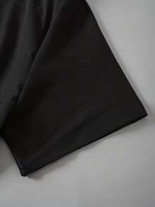 Camiseta de Verano de Manga Corta para Mujer, Estampada, Moderna y Casual, Lavable a Máquina, Ajuste Cómodo con Estampado Plano 2D. YZUQ - Negro_02 - Ver 6