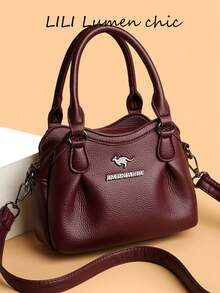 Bolso de mano de piel sintética, bolso de hombro para mujeres en múltiples colores, adecuado para ir al trabajo, compras, uso diario, espacioso pero ligero, apropiado para damas maduras y estudiantes, con decoración texturizada y correa ajustable desmontable - Multicolor - Ver 9