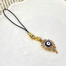 1pc Rhinestone Eye Shaped Phone Lanyard Charm, Universal Phone Pendant, Creative Phone Accessory, Elegant USB Charm - Multicolor - View 7