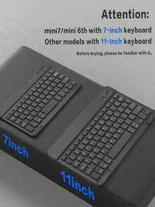 Funda con teclado inalámbrico compatible con iPad, cubierta protectora de cuero desmontable con ranura para lápiz, función de suspensión/activación automática, teclado inalámbrico Bluetooth de 150 mAh, funda de soporte delgada y ligera - Negro - Negro - Ver 10