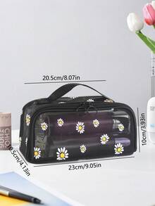 1个极简网眼雏菊印花化妆包，适合女性旅行收纳化妆品。 - 彩色 - 查看 9