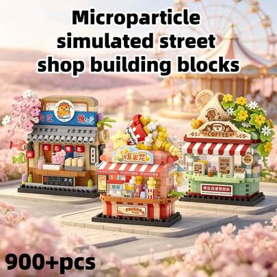 900+Pcs Creative Micro Particle Simulation Street Store Building Blocks Set, ABS Resin Material, Adult Assembly Building Blocks Toy Set, 3D Mini Building Blocks Assembly Decor, Stackable Decompression Toy, Suitable For Desktop Decor, Display Cabinet Collection, Graduation, Back To School, Friend Gift