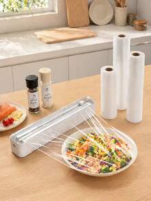 Papel Film Adhesivo de Cocina, Rollo Desechable de Plástico, Película de Plástico para Alimentos, Dispensador Magnético de Plástico con Cortador, Cortador de Papel Film Adhesivo, Adecuado para Cocina, Restaurante, Accesorios de Cocina, Suministros de Cocina, Herramientas de Cocina - Multicolor - Ver 3
