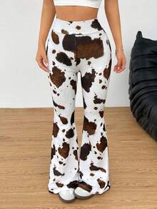 Pantalones de punto azul marino con campana para mujer - Multicolor - Ver 4