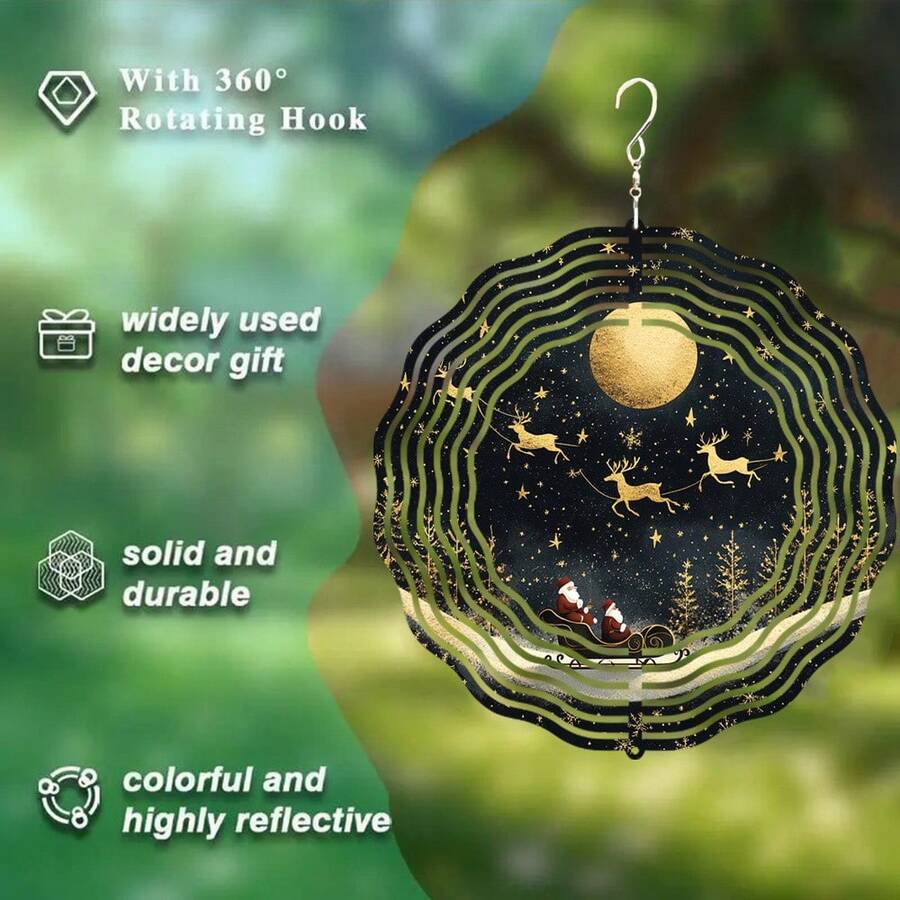 1个360°旋转金属3D风铃装饰，创意星空设计，多功能装饰，适用于户外花园、庭院和室内空间，理想的户外礼物，教师节礼物，完美的乔迁礼物（9.84英寸*9.84英寸）