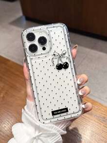 Ins Style Handpainted Black Heart Transparent Shockproof Phone Case Compatible With Apple 17/16/14/13 Pro Max/12 Pro/11/Xr/Xs15plus 15promax And S24/S25/S24ULTRA/A22 5G A33 A54 S20/S10+/S22/A12/A50/A52/S24/A135G, Durable TPU Material - Multicolor - View 2