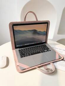 Túi đựng laptop 14/15.6 inch, kiểu dáng dễ thương, có nắp bảo vệ. - Màu Hồng baby - Xem 2
