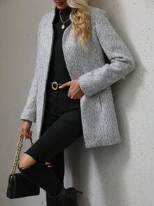 LUNE Abrigo de mujer de apertura frontal para otoño e invierno - Gris - Ver 5