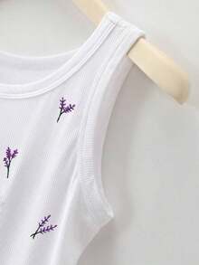 4 piezas Camiseta de mujer con cuello redondo bordada con pimiento picante y limón - Blanco 5 - Ver 5