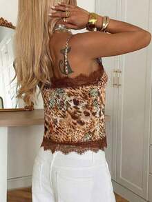 Camiseta de tirantes de mujer de verano, de unicolor con parches de encaje - Multicolor 3 - Ver 3
