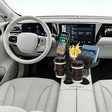 4-In-1 Car Phone Holder With Cup Holder Food Tray And Storage Space - Adjustable Waterproof Car Accessory - A - View 6