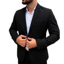 Men's Suit In Polyviscose PV For Weddings - Black - View 2