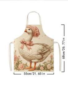 1 pieza, Delantal de poliéster con estampado de pato lindo, adecuado para cocinar, hornear y jardinería - se puede usar como atuendo para la cocina y el comedor. - Multicolor - Ver 15