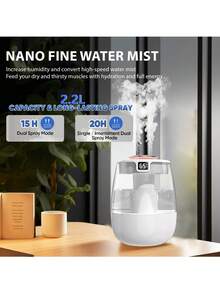 2.2L Bedroom Home Electric Aroma Diffuser, Essential Oil Humidifier, USB Powered, Top Fill, Suitable For Large Rooms, Digital Display, Night Light, 3 Mist Modes, Auto Shut-Off, Quiet Operation - Multicolor - View 8