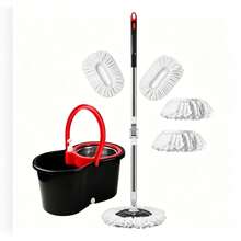 Mop Bucket Set 360 °   Dual-Motion Spin Mop System 3 Split-Yarn Mop Heads Self Cleaning Bucket - 1套 - 查看 2