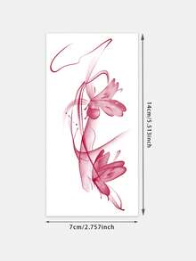 单张红色调水彩蝴蝶线条艺术纹身贴纸 - 防水持久，“潮流”锁骨/肩部/颈部贴花 - 黑色 - 查看 6