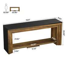 LITTLE TREE 180cm Slim Farmhouse Console Table, 2-Tier Wooden Storage Sofa Table For Hallway & Living Room - Brown - View 3