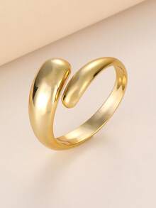 NAIZHU 1/5pcs Fashionable European And American Exaggerated Wide Geometric Smooth Asymmetric Bangle Bracelet For Women, Suitable For Daily, Date, Party - Gold - View 6